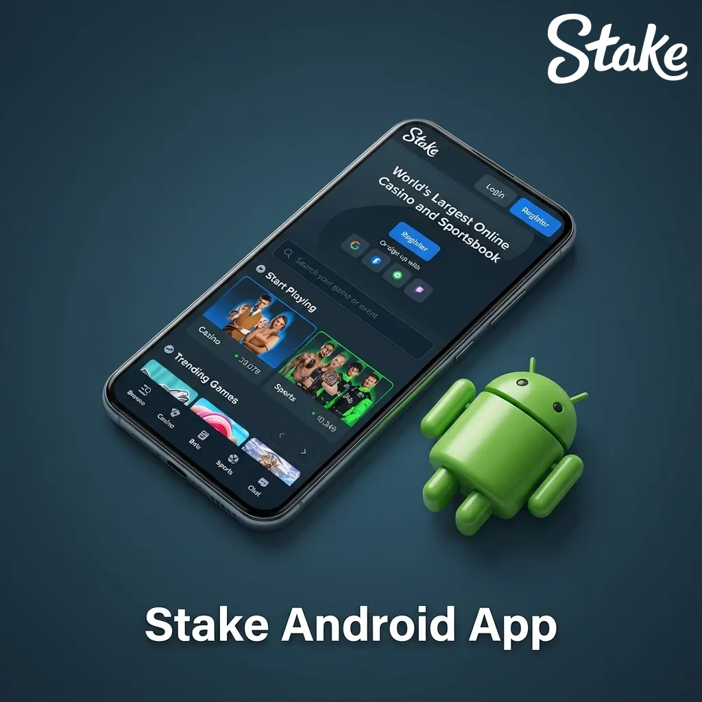 Stake app icon on Android home screen with browser menu showing 'Add to Home Screen' option